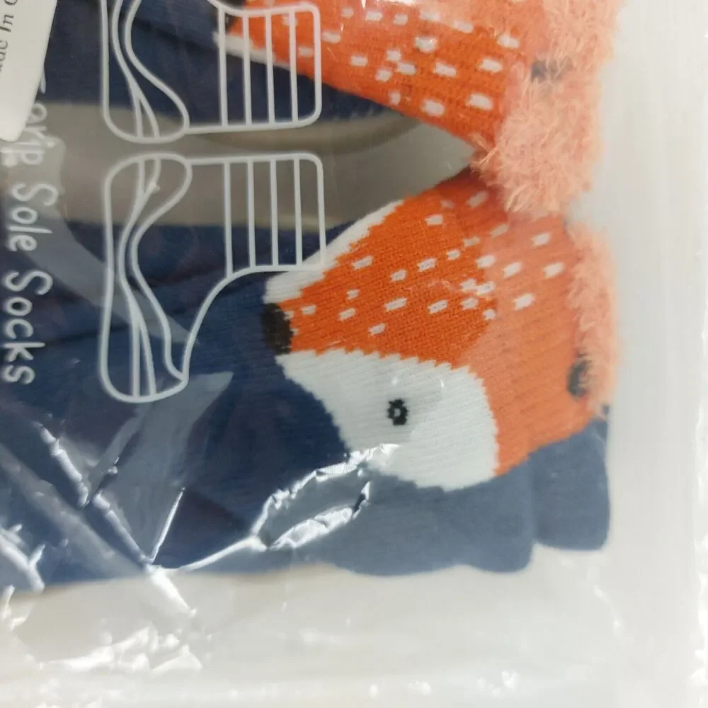 Woodland Size 6 - 12  Months Fox Baby Sock Navy Blue Red